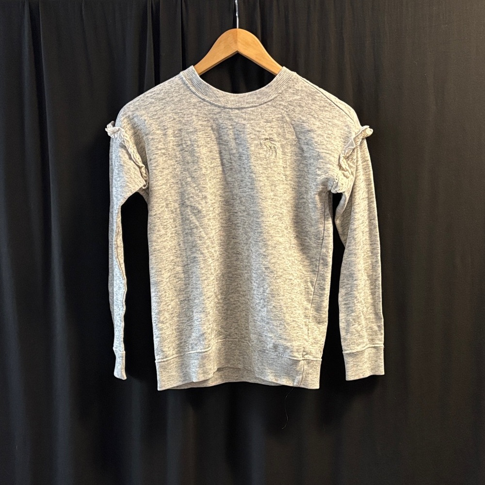 Abercrombie Kids Heather Gray sweatshirt sz 11/12 lace ruffle